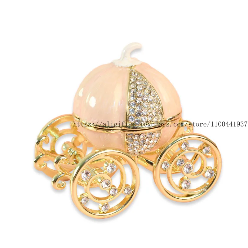 

Cloisonné Enamel Craft Jewelry Box Vintage Pumpkin Carriage Design Exquisite Home Decor Ring Holder Handmade Gift for Women