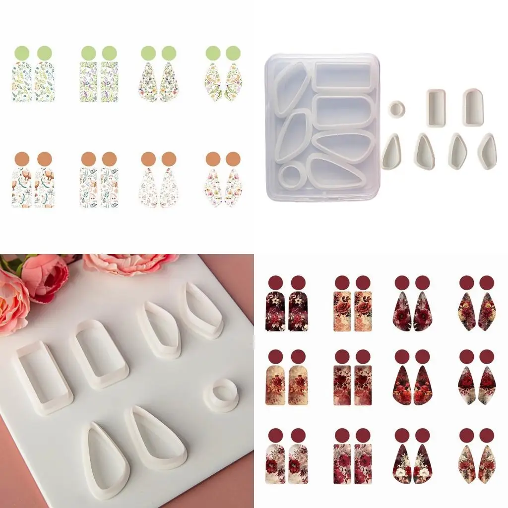 

A52E Reusable Geometric Earring Pendant Mold Resin PLA Crafting Tool For Clay Jewelry Supplies Baking Decoration