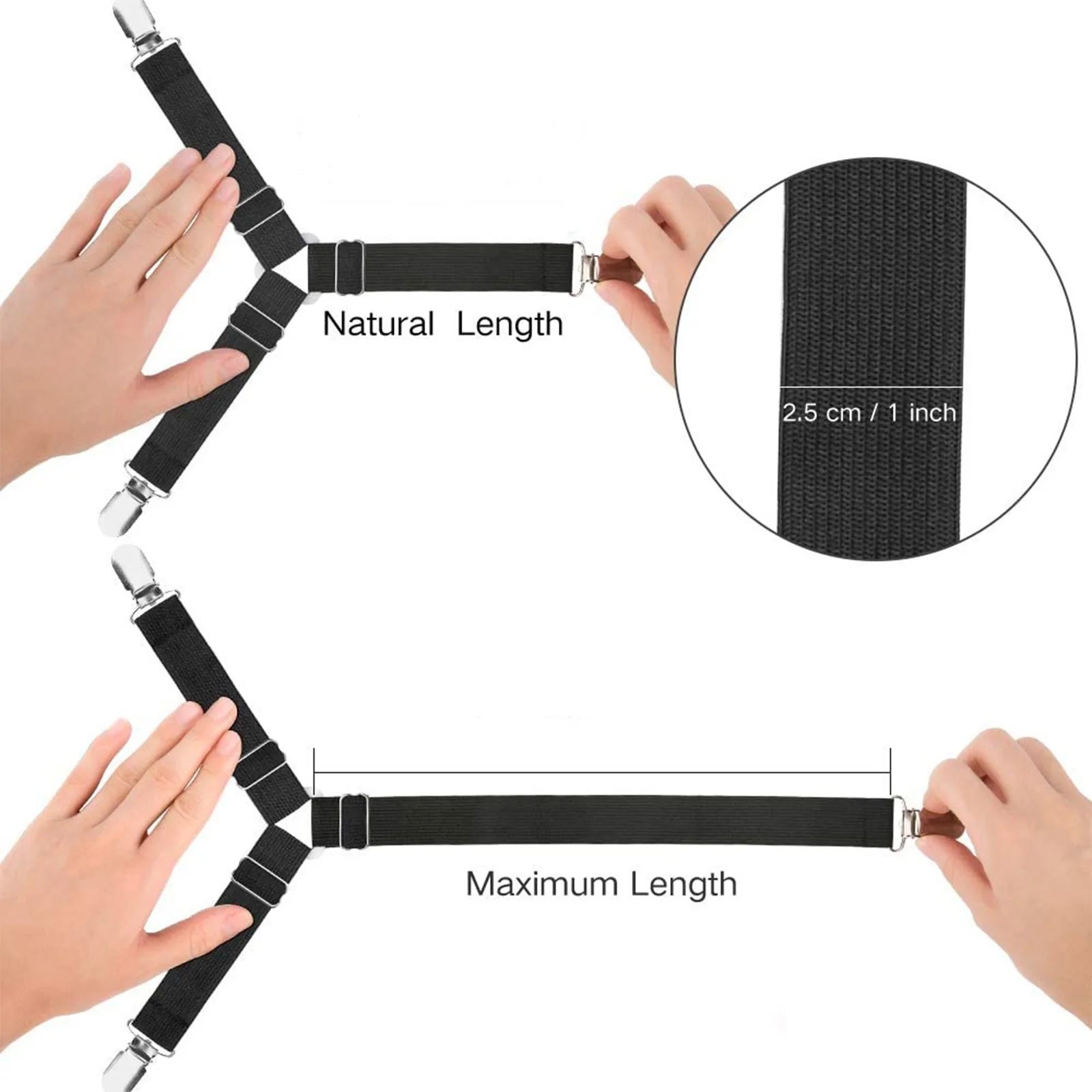 4Pcs/Set Elastic Bed Sheet Grippers Belt Fastener Bed Sheet Clips Mattress Cover Blankets Quilt Holder Textiles Organize Gadgets