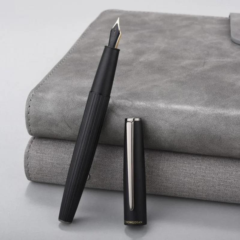 

A+ Hongdian A3 Metal Fountain Pen Black-Gold EF/F/Bent Nib Writing Office Ink Pen