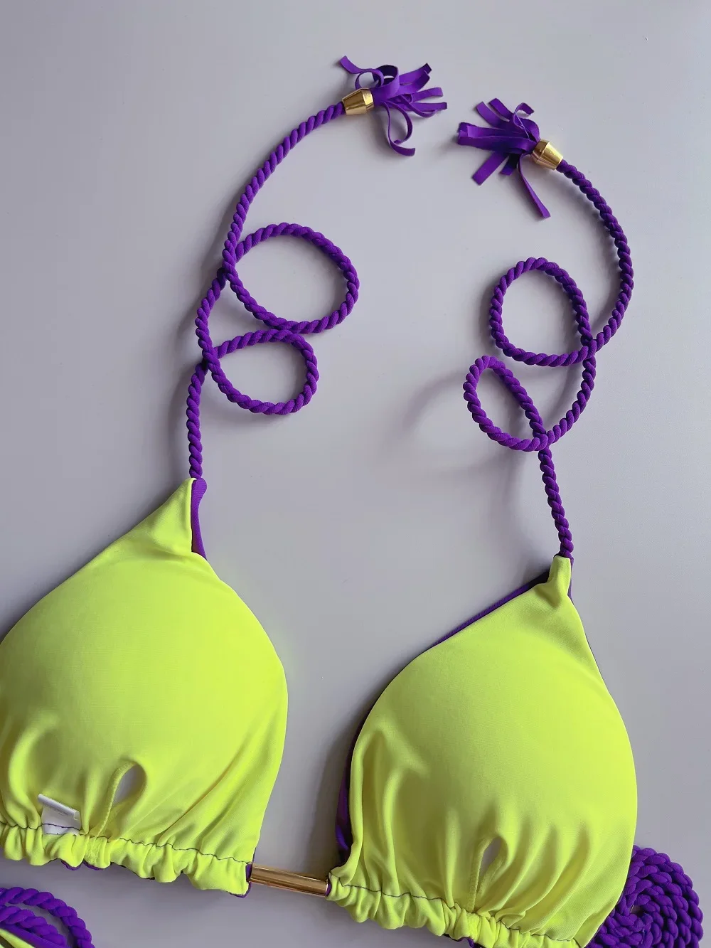 RUOTONSEPT セクシーなソリッドカラーの編組ロープビキニセット女性水着ツーピース三角水着水着ブラジル Biquinis