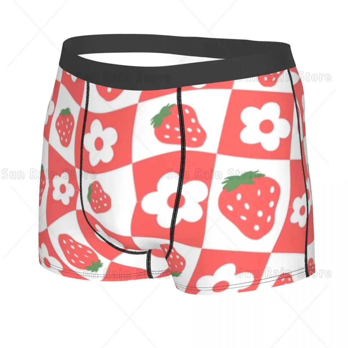 Custom Cool Pink Flowers Sweet Strawberry Pattern Boxers Shorts Underpants Men's Comfortable Briefs Underwear