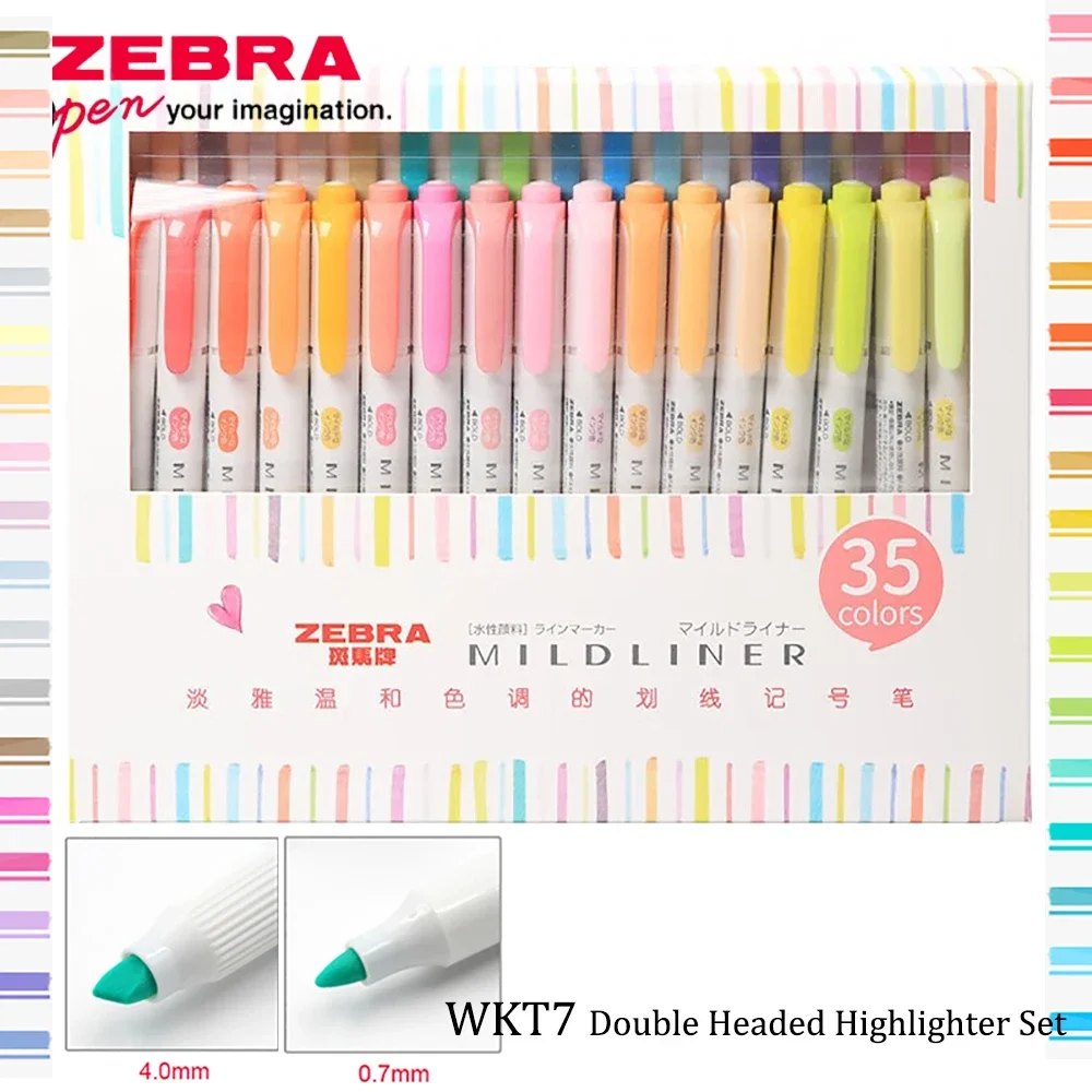 35Colors Japan ZEBRA Double Headed Highlighter Pen Set Fluorescent Markers Pens Art Marker Cute Art Stationery School Supplies