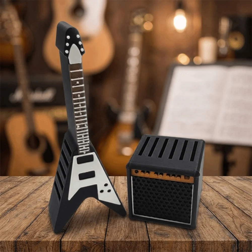 

Retro Guitar Pick Holder Dustproof Speaker Guitar Design Guitar Picks Storage Stand Creative Portable Guitar Pick Display Box