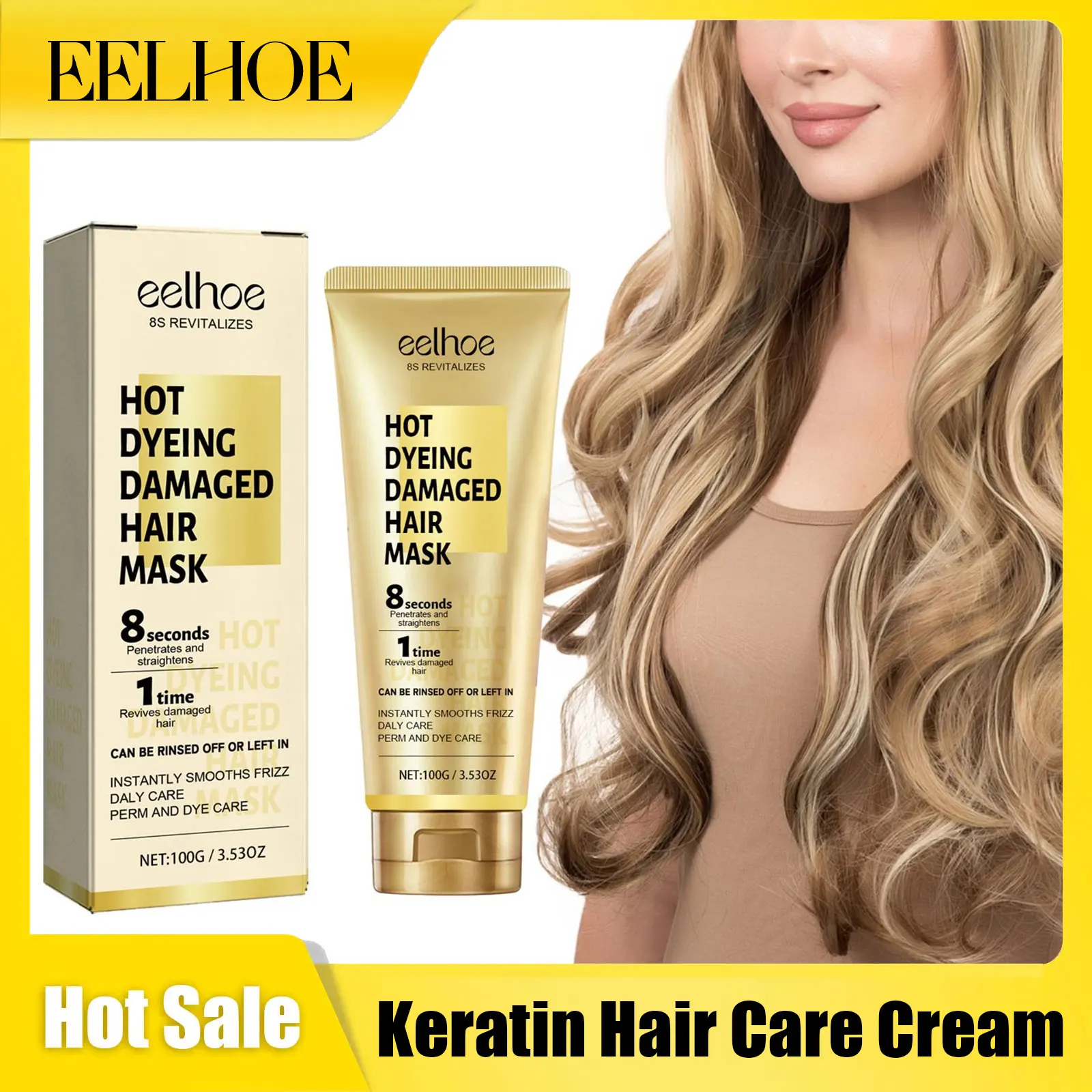 

EELHOE Keratin Hair Care Cream Fluffy Soft Repair Damage Relieve Dryness Lasting Fragrance Remove Dandruff Hair Nourishing Cream