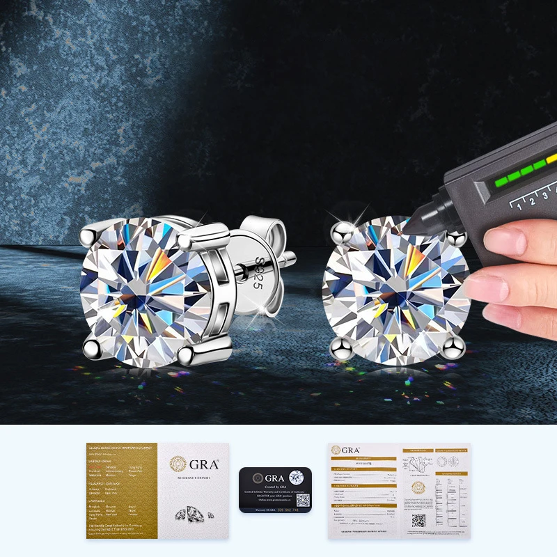 Kibo luxury quality jewelry 0.1-3ct D Color Test Passed S925 Silver Women For Moissanite Studs Earrings