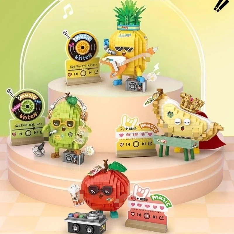 

SEMBO Cartoon Fruit Party Building Blocks Children's Educational Assembly Apple Durian Pineapple Model Ornaments Trendy Toys
