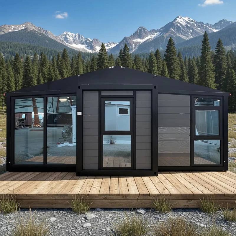 Heavy Duty Foldable Container House Reinforced Galvanized Steel Frame All Weather Anti Corrosion Insulated Modular Cabin Remote