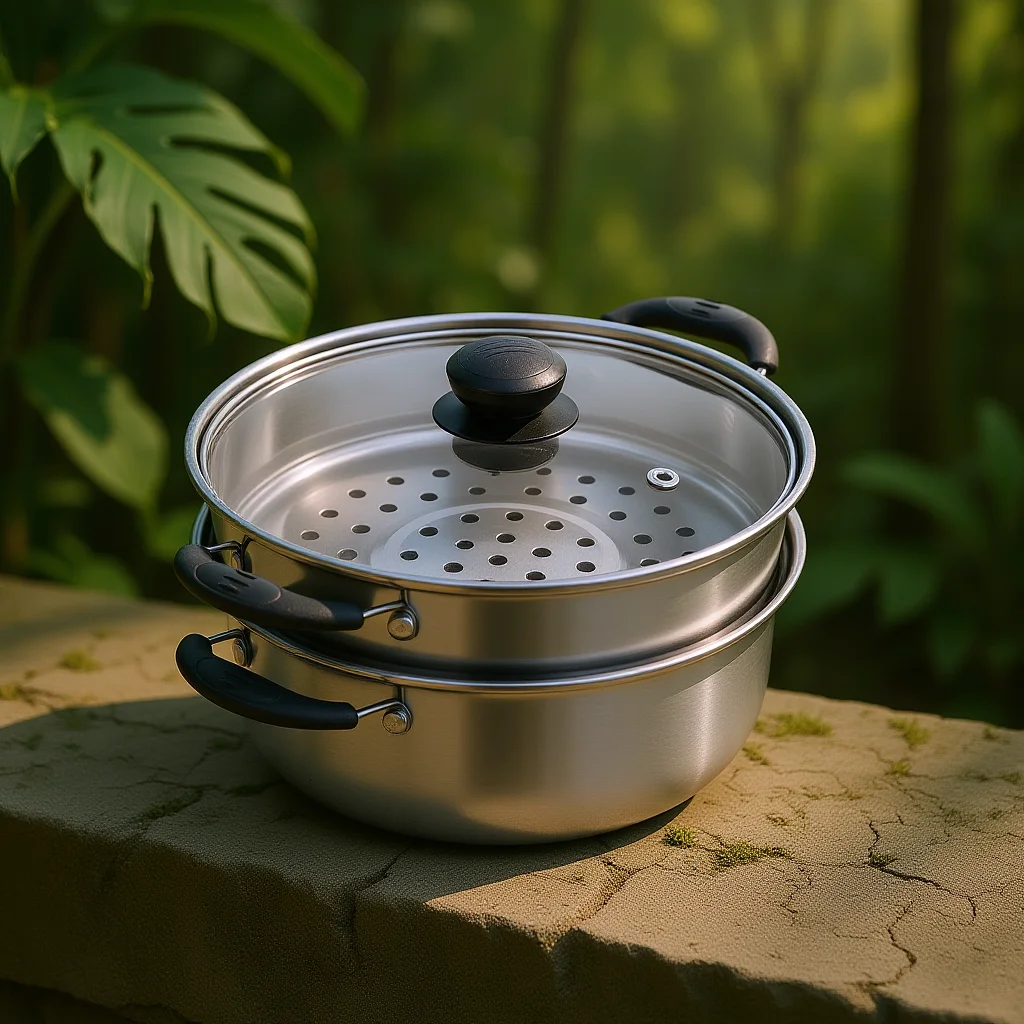 

Large Stainless Steel Soup Pot with Lid 22L Heavy Duty Steam Cooker for Home Kitchen Cooking Healthy Meals Practical Pot