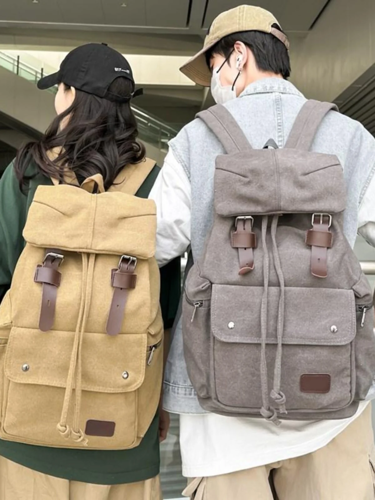 

Men's Retro Bapa Casual Traveling Hiking Bag Dstring Large Capaci Mountain Climbing Bag Simple Personali Dual ou...