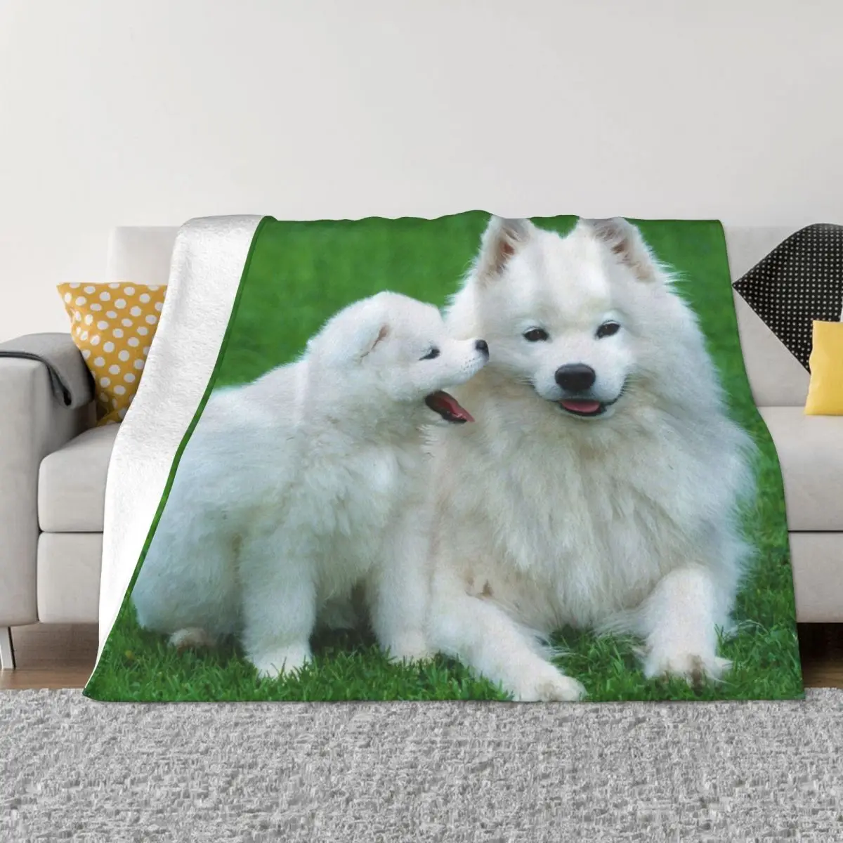 

Одеяло в шотландскую клетку для собаки Samoyed, чехол для дивана, флисовое зимнее милое многофункциональное мягкое покрывало для домашнего питомца, плюшевое тонкое покрывало