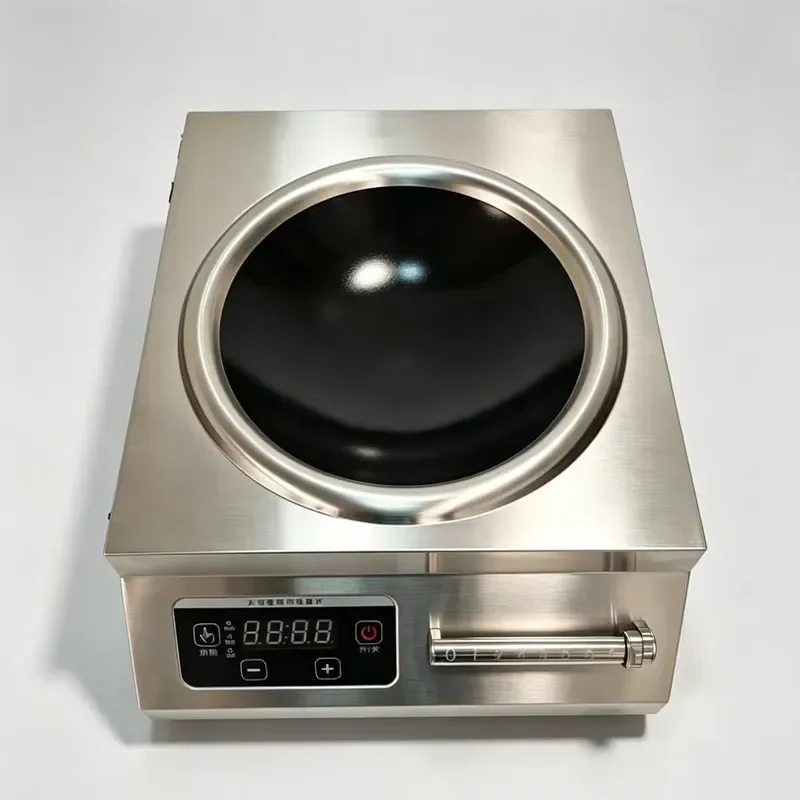 5000W Commercial Induction Cooker Single Head Stainless Steel Concave Design One Click Operation For Hotel Restaurant Kitchen