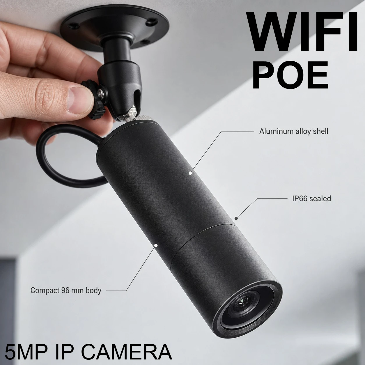 POE Wifi Waterproof Mini HD IP CCTV Camera 5.0MP Metal Bullet Design IP66 Micro Security Surveillance with Lens Options & Mounti