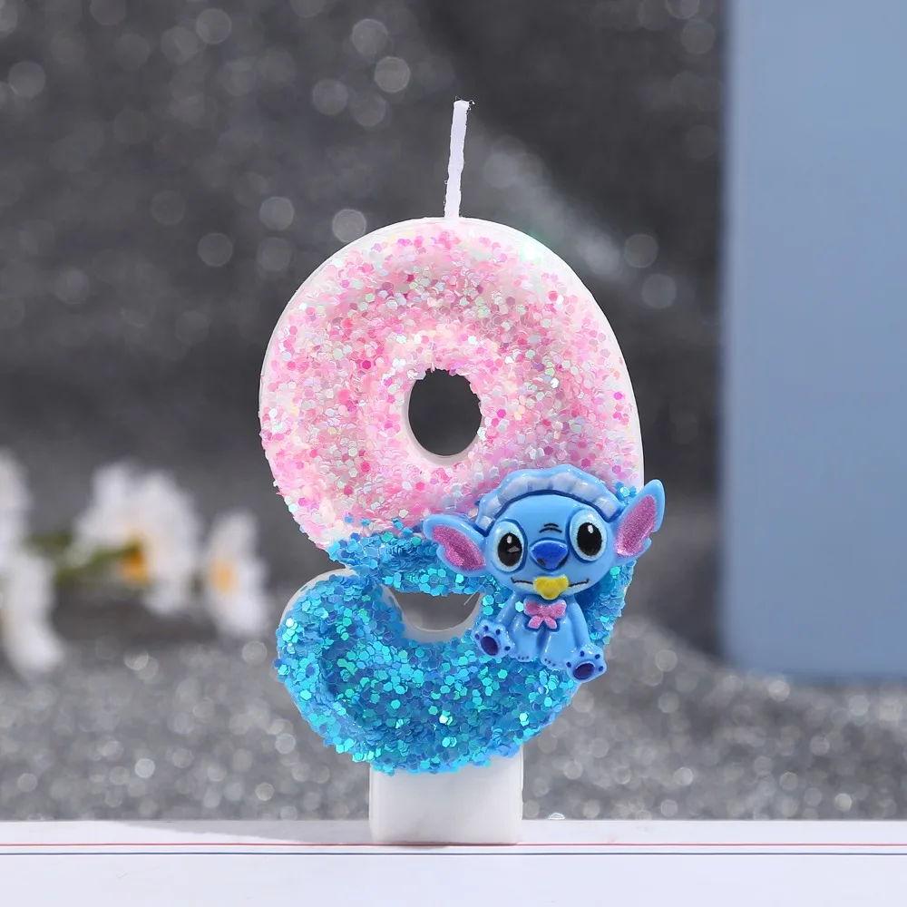 2026 أنيمي ليلو وستيتش 0-9 عدد شمعة لطيف ثلاثية الأبعاد Kawaii غرزة شخصية كرتونية كعكة حفلة المكونات في كعكة عيد ميلاد الديكور