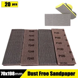 20pcs 70x198mm Rectangular Dustfree Sandpaper Vacuuming Sandpaper Anti Clogging Sanding Disc Abrasive Paper Sander Accessory