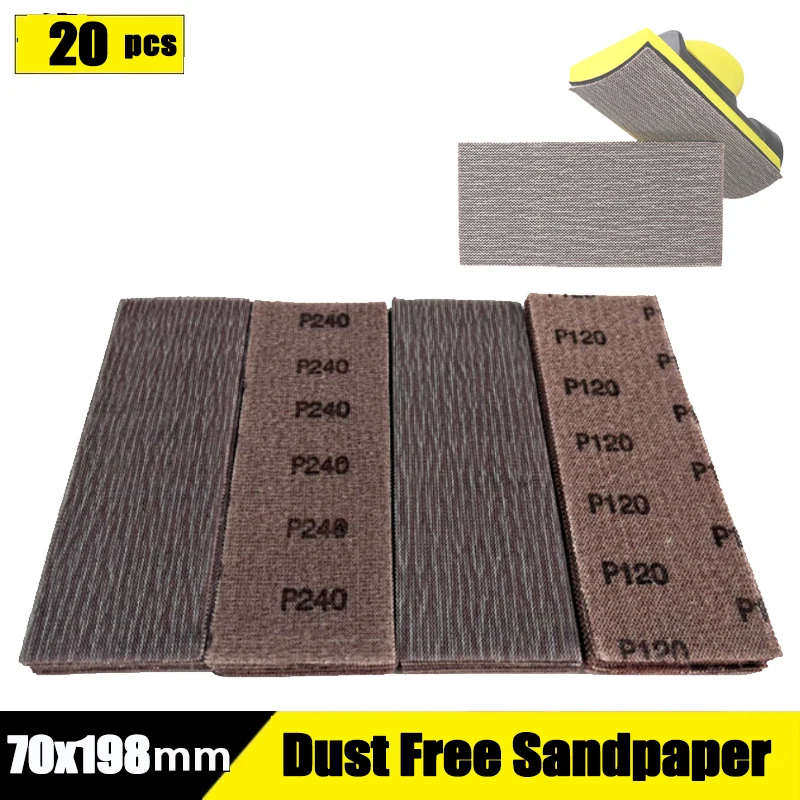 Lixa Retangular Dust Lixa Aspiradora Disco de Lixamento Antientupimento Acessório de Lixadeira de Papel Abrasivo 70×198 mm 20 Unidades