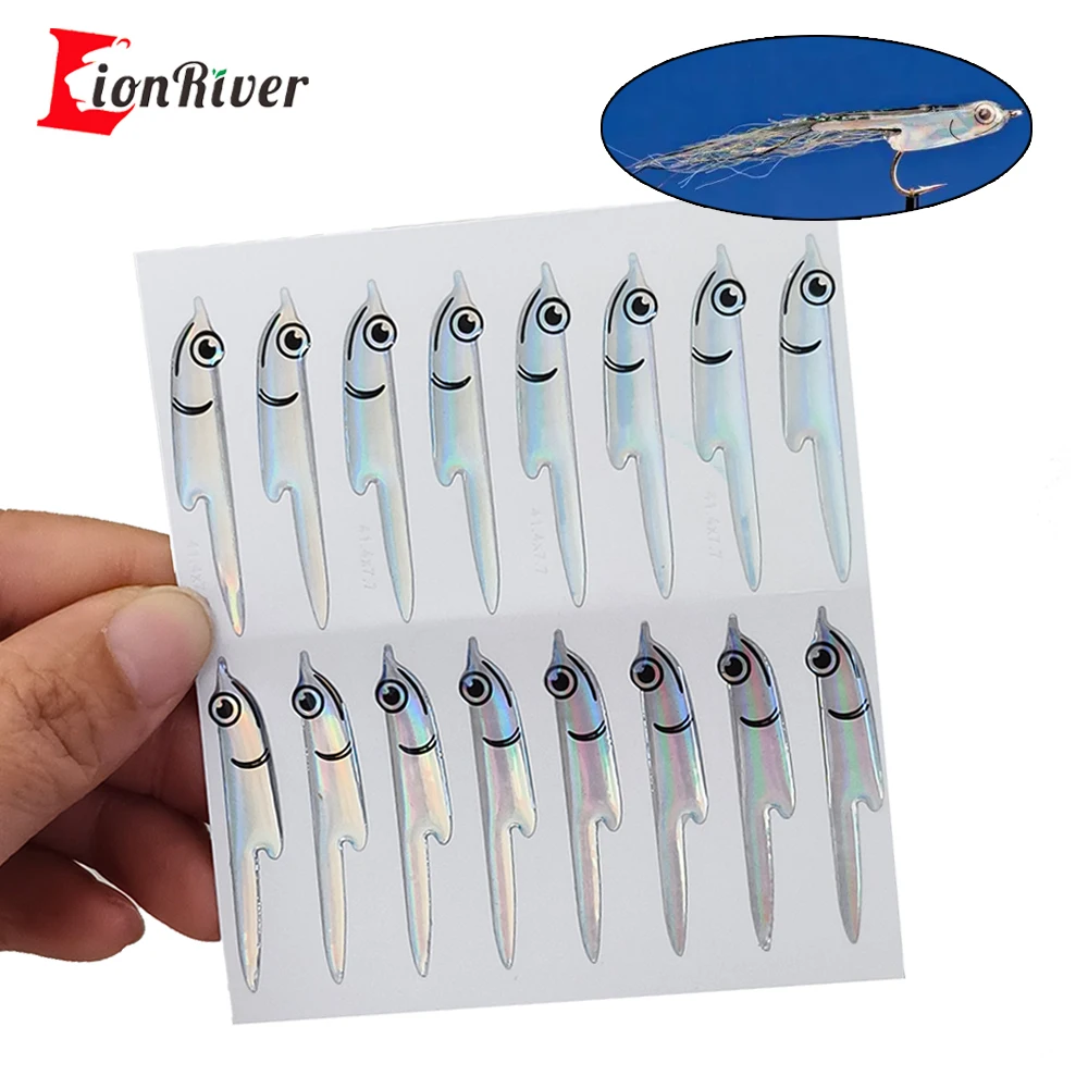 Fish-shaped Profiles Vinyl Masks Fly Tying Fleye Foil Fish Head Sticker for Saltwater Fishing Baitfish Lure Silverside Sand Eel