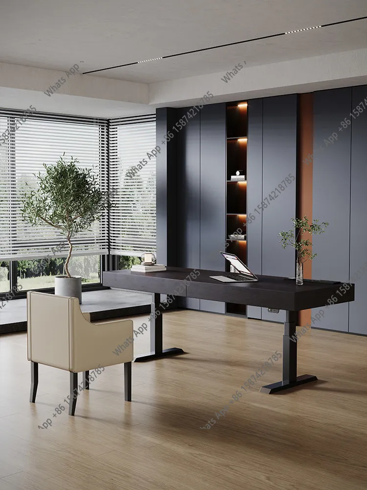 Italian minimalist electric lifting desk adult home modern study writing desk solid wood computer desk