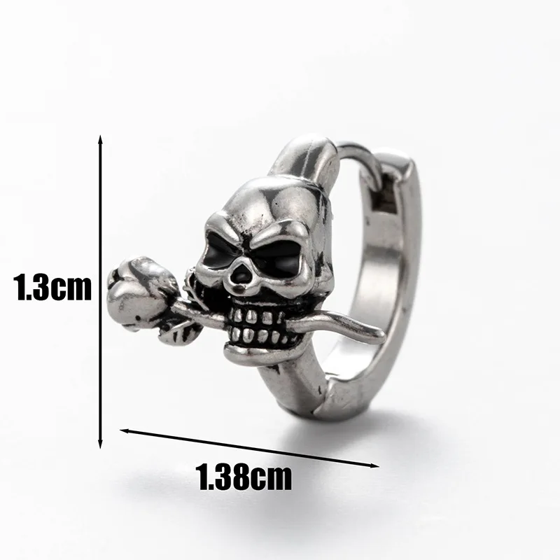 1pc Punk Gothic Twist Leaf Bone Stainless Steel Simple Round Circle Hoop Earrings Rock Roll Mens Women Hip Hop Jewelry Fashion