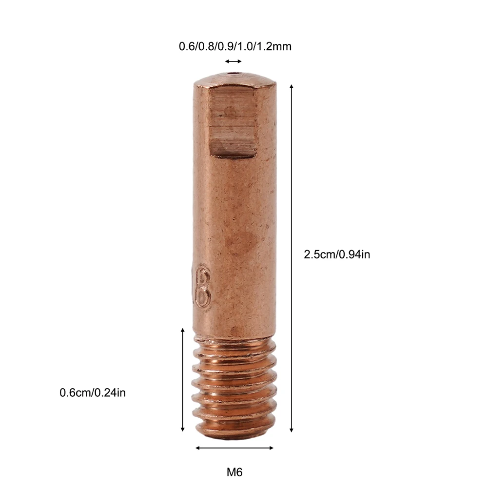 20pcs MB15 15AK Contact Tip Welding Nozzles M6 Thread Welding Torch Power Nozzle 0.6mm-1.2mm For MB15AK MIG Welding Torch