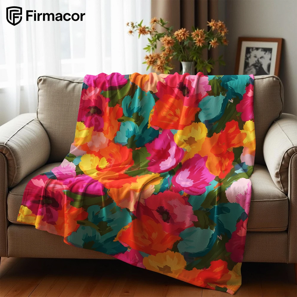 Bold Oil Floral Anime Cartoon Flannel Blanket Soft Warm Throw for Bedroom Sofa Car Kids Holiday Gift