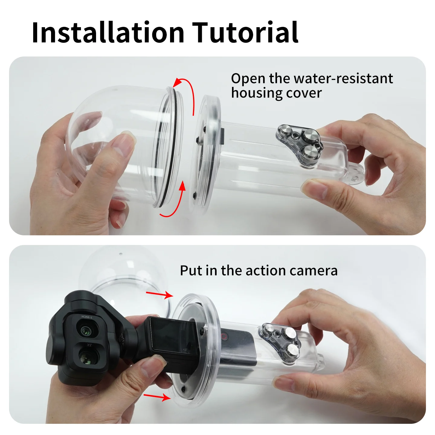 50M Wasserdichtes Gehäuse für DJI Pocket 4P Unterwasser-Tauchgehäuse Tiefsee-Tauchbox Schutzabdeckung mit 1/4 Zoll Schraubmontage – Detail 11