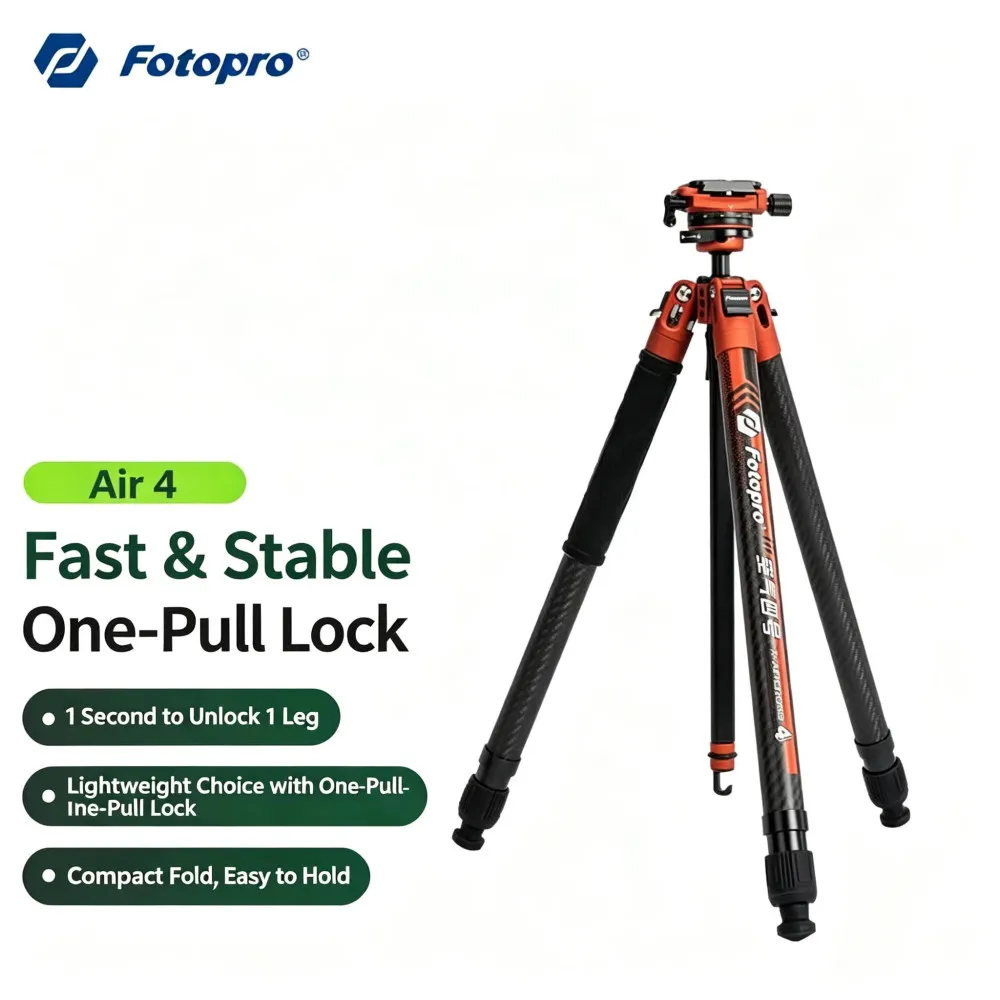 Fotopro X-Aircross 4 Carbon Fiber Tripod Fast Twist Locks Converts To Monopod Professional Video Tripod for Video/photo