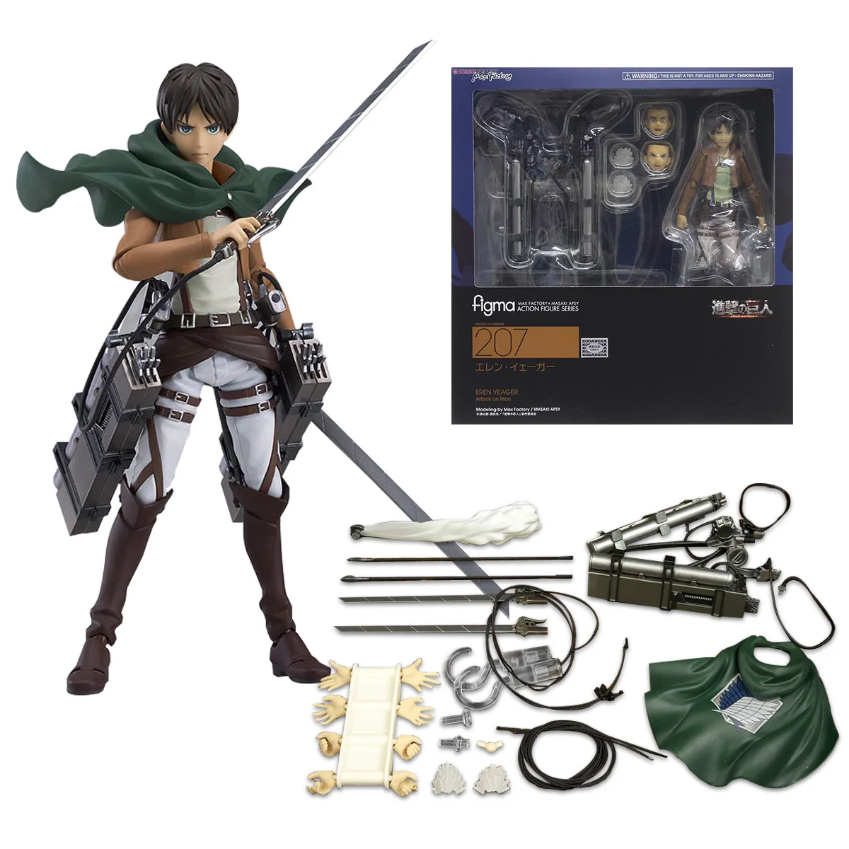 Anime Figure Attack On Titan Eren Jaeger Standing Holding Sword Detachable Model Toy PVC Collection Desktop Ornaments 14CM