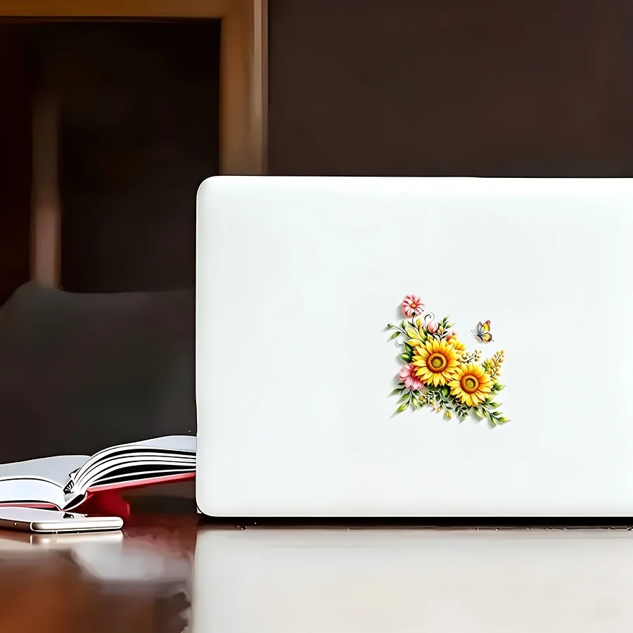 Sunflower Bouquet Butterfly Vinyl Sticker,Durable Decal For Car Laptop Truck Motorcycle Window Wall Glass Metal Ceramic Surfaces view 6