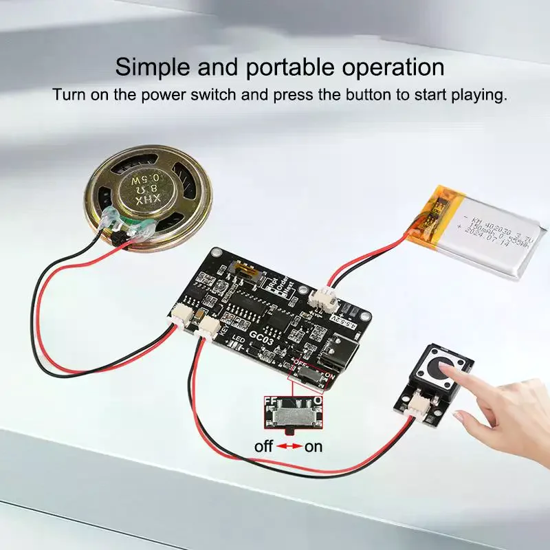 Record Sounds! GC03 DIY Recordable Sound Module 8M Memory, USB Download Button Control Rechargeable Greeting Cards Crafts