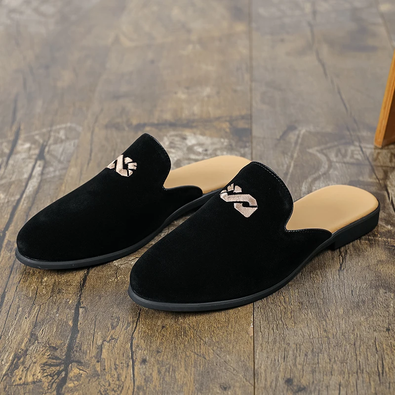 Plus Size 45 46 Mules Men Closed Toe Half Slippers Slip On Flats Sneakers Slide Sandals Backless Loafer Open-back Casual Shoes