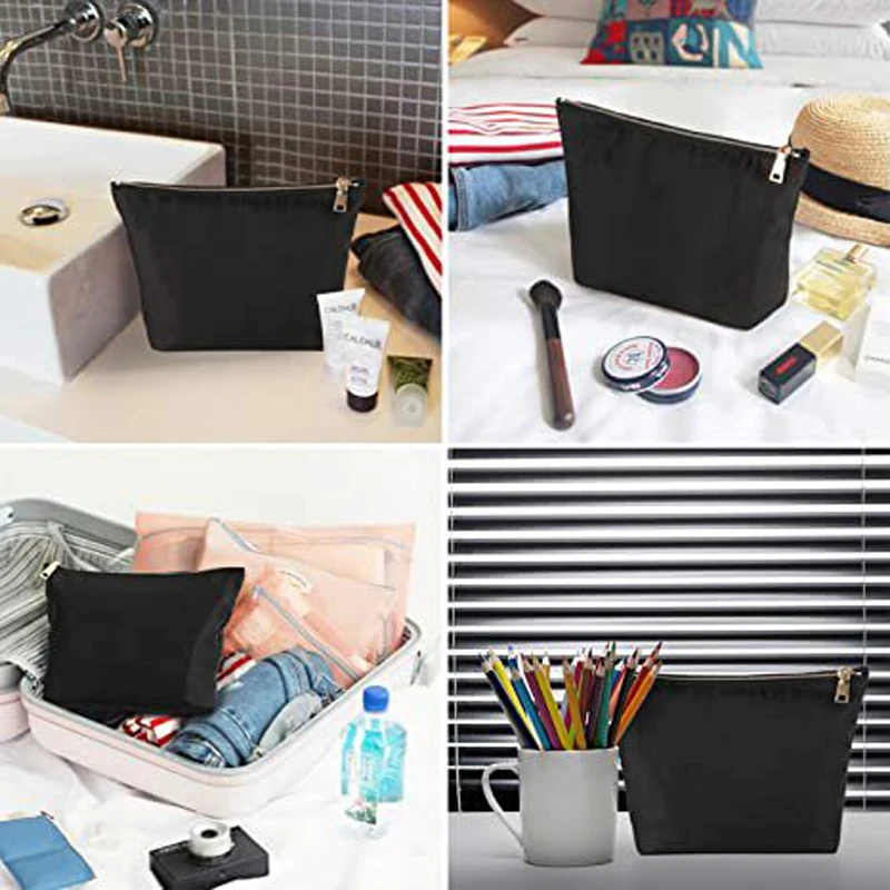 

DHL30pcs Women Nylon Black Dumpling Shaped Large Capacity Travel Cosmetic Bag