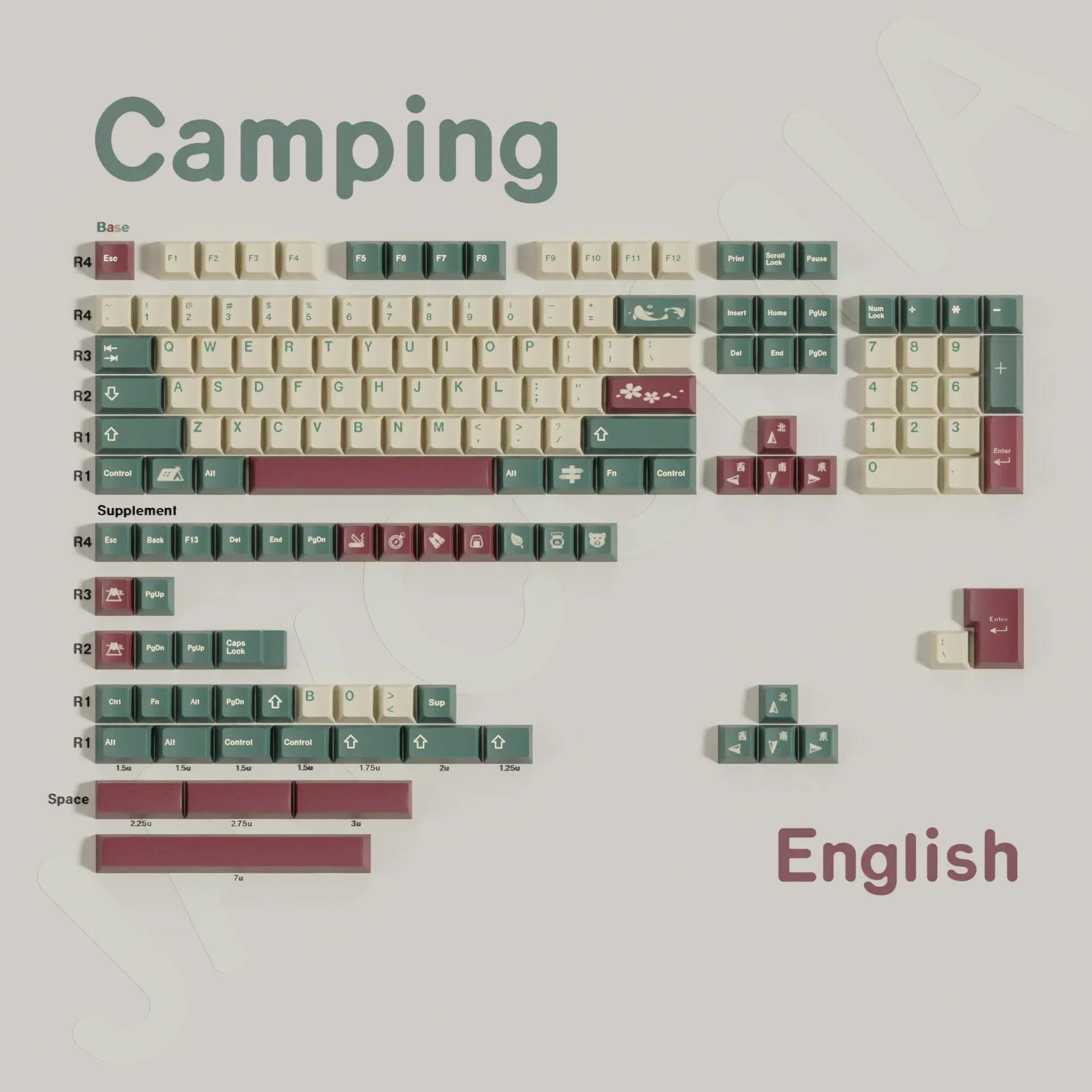 

Original PBT Sublimation Keycaps Camping Arabic Korean German French Spanish Brazil Russian Small Languages