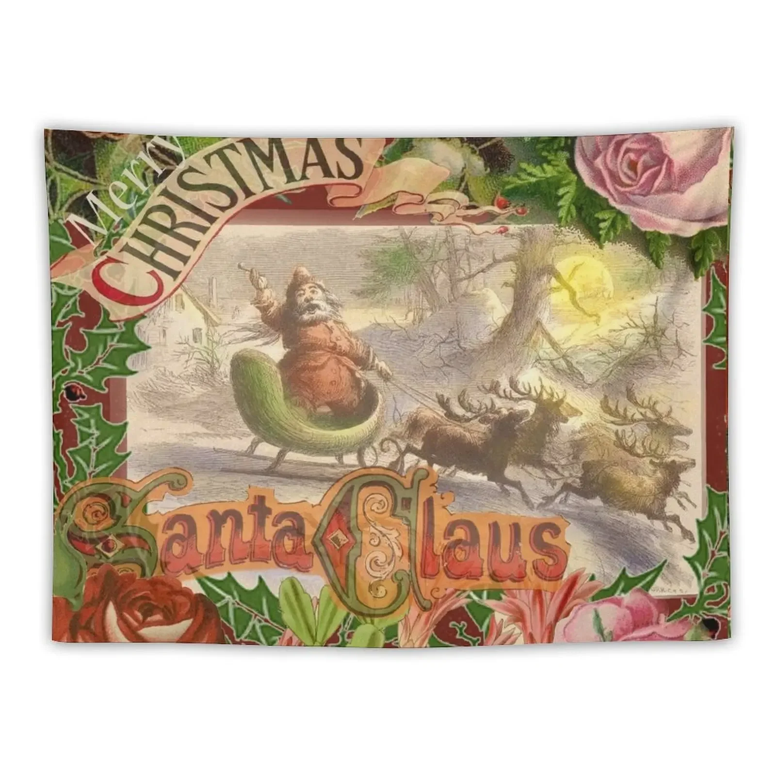 Santa Antique Vintage Christmas St. NickVictorian Sleigh Tapestry Bedrooms Decorations Wall Tapestries Tapestry