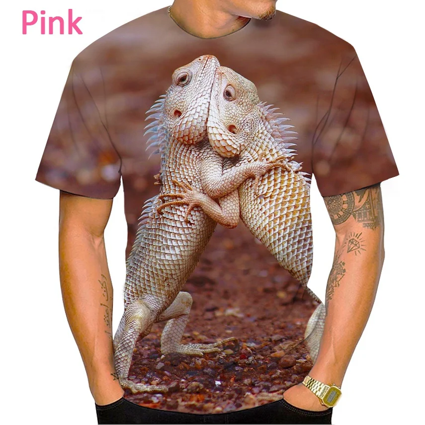 Summer Hot Sale 3D T-shirt Fashion Animal Lizard Print T Shirt Personalized Harajuku Style Street Breathable Short Sleeve Top