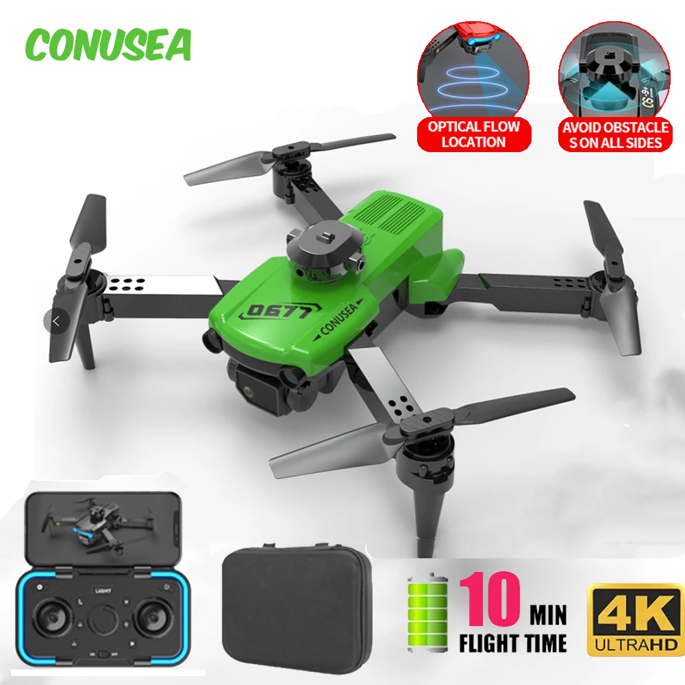 

CONUSEA 0677 Dron Mini Drone 4k Drones with Dual camera HD 4k Optical Flow FPV WIFI Quadcopter Obstacle Avoidance RC Drones Toys