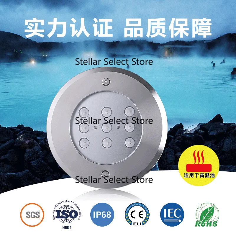 LED Embedded Pool Light IP68 Waterproof All Stainless Steel Casing Outdoor Buried Underwater Pre-installed Lamp
