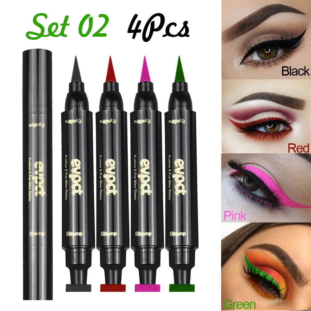 Charming Cat Eye Winged Eyeliner Sexy Eye Cosmetic Seal Stamp Wing Double Head Waterproof Colorful  Eyeliner Pen