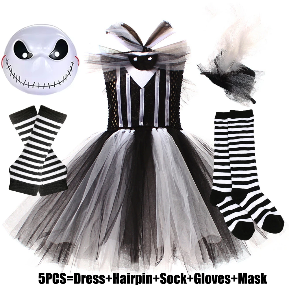 Nightmare Before Xmas Sally Costumes for Girls Halloween Scary Fancy Dresses for Kids Carnival Party Disguise Tutus Outfits image 4