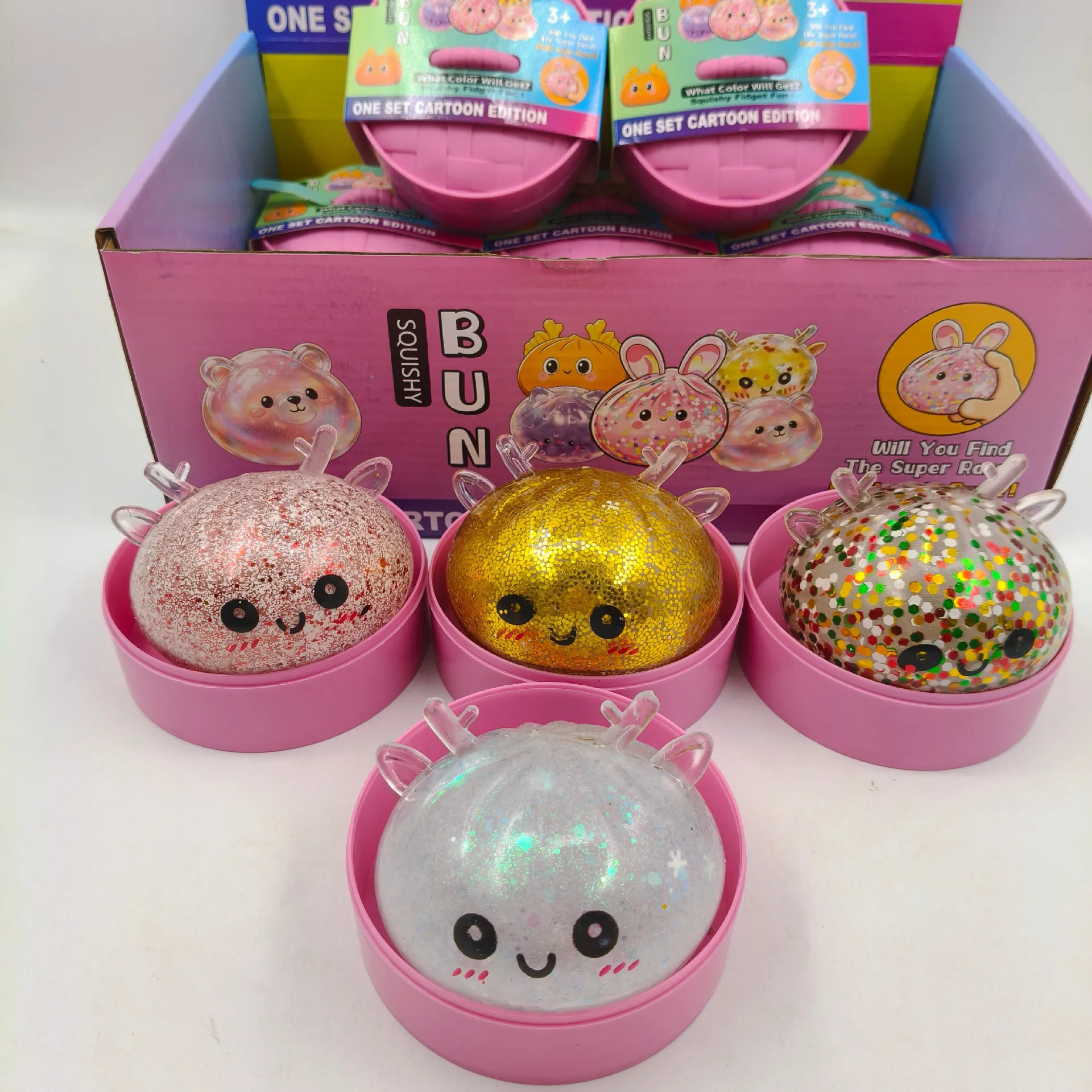 Christmas Reindeer Head Pop Bead Bun Squishy Toy, Realistic Slow Rising Squeeze Stress Relief Decompression Fidget Toy