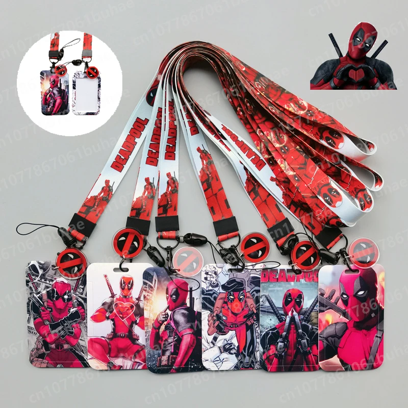 

Hot New Deadpools Movie Peripheries Bus Push Card Sleeve Students Campus Meal Card Lanyard Kawaii Cartoon Image To Prevent Loss