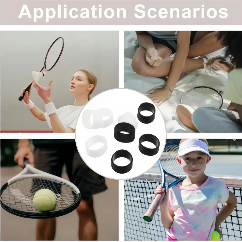 Stretchable Silicone Tennis Racket Grip Fixing Rings Sweat‑Absorbent Handle Wrap Sealing Rubber Band Tennis Sports Accessories