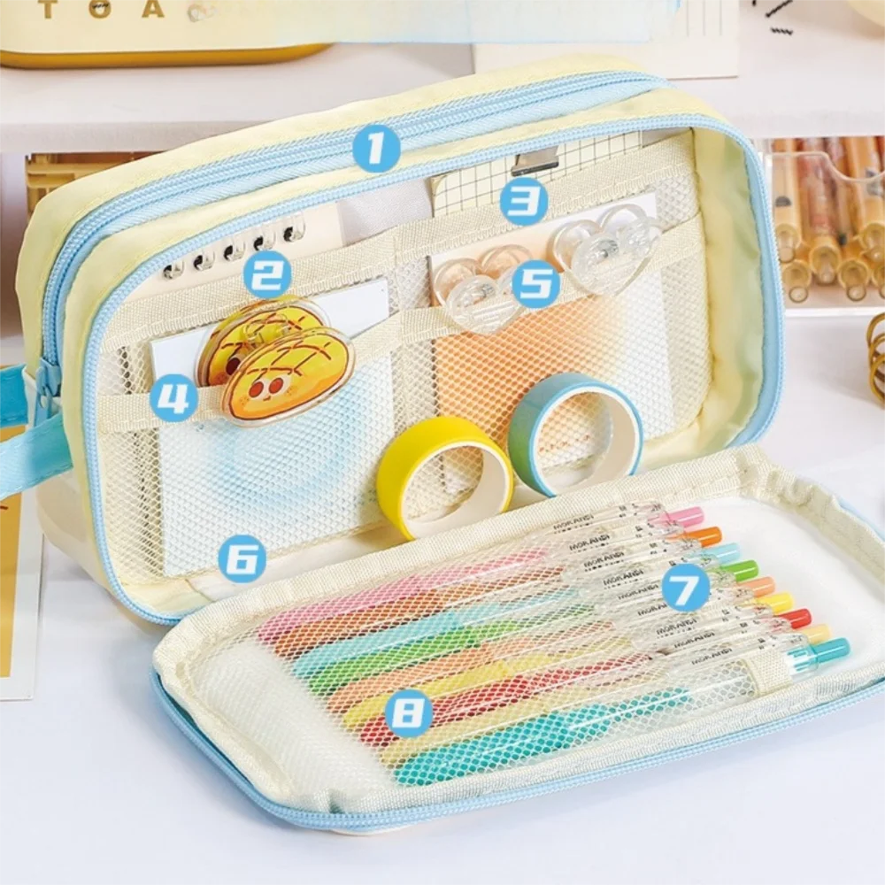 Astuccio staccabile di grande capacità Astuccio portatile trasparente per penne per cancelleria Borsa per bellezza estetica Borsa per cosmetici