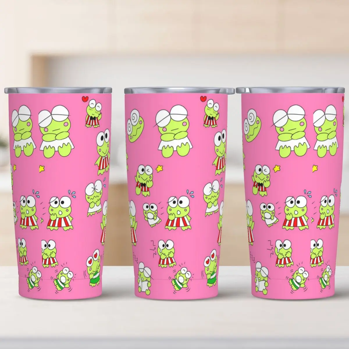 Keroppi Big-Eyed Frog Stainless Steel Tumbler Beach Mugs Cup Large Thermal Cups Insulated Cold Drink Milk Tea Water Bottle