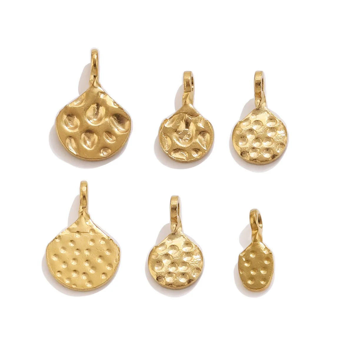 20pcs/lot Stainless Steel Hammered Charms PVD Gold For DIY Necklace Earrings Jewelry Making Pendants Accessories Wholesale