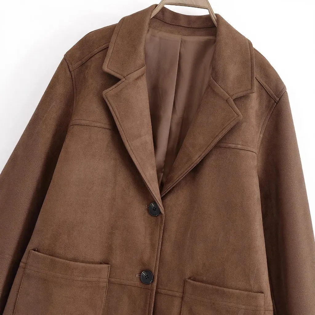 여성용 신상 가을 출퇴근 스웨이드 수트 재킷 패셔너블 캐주얼 아우터웨어 비즈니스 및 여행용