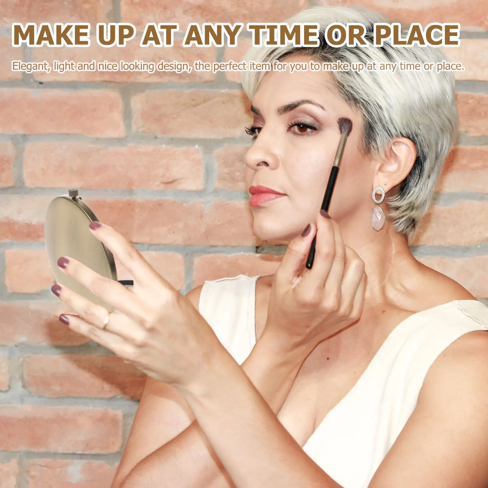 مرآة فانيتي أنيقة للمكياج المحمول قابلة للطي من أجل صغيرة دائرية لطيفة #4