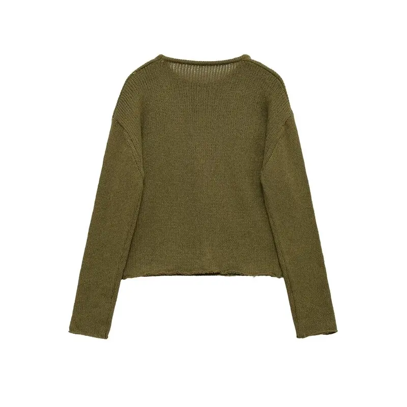 Damska dzianinowa kamizelka wygodna długa okrągły dekolt czysta bawełna jesień nowość moda do pracy elegancka krótka długość Sol...