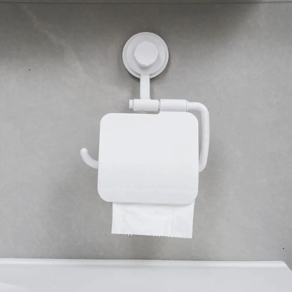 ABS Material Toilet Paper Holder Waterproof Black & White Bathroom Roll Paper Holder Sturdy Plastic Concise Modern