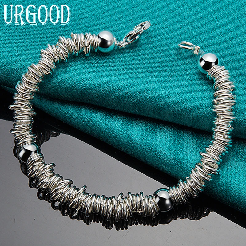 

925 Sterling Silver Solid Bead Multi Circle Chain Bracelet For Women Men Party Engagement Wedding Fashion Jewelry